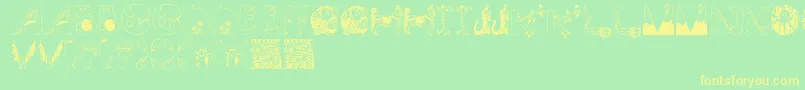 Animalinitials Font – Yellow Fonts on Green Background