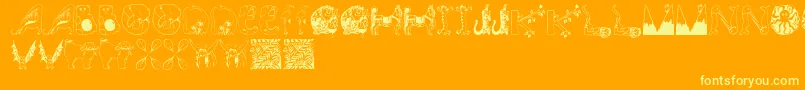 Animalinitials Font – Yellow Fonts on Orange Background