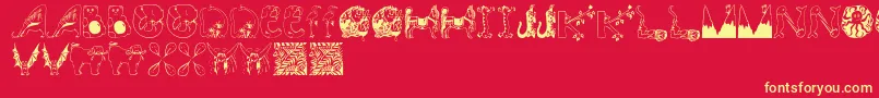 Animalinitials Font – Yellow Fonts on Red Background