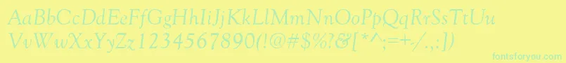 フォントGoudyOldStyleNormalItalic – 黄色い背景に緑の文字