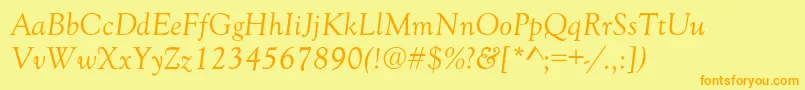 GoudyOldStyleNormalItalic Font – Orange Fonts on Yellow Background