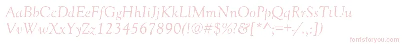 GoudyOldStyleNormalItalic-fontti – vaaleanpunaiset fontit valkoisella taustalla