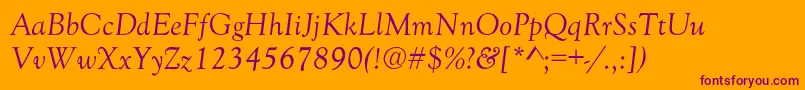 Шрифт GoudyOldStyleNormalItalic – фиолетовые шрифты на оранжевом фоне