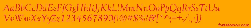 フォントGoudyOldStyleNormalItalic – オレンジの背景に赤い文字