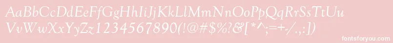 Шрифт GoudyOldStyleNormalItalic – белые шрифты на розовом фоне