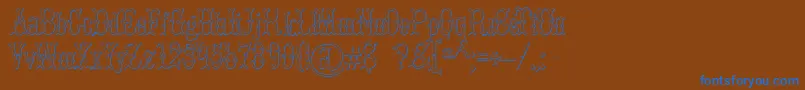 BrucedoublepicaBeveled-Schriftart – Blaue Schriften auf braunem Hintergrund