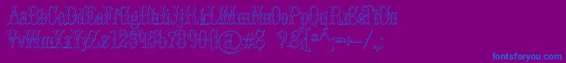 BrucedoublepicaBeveled-Schriftart – Blaue Schriften auf violettem Hintergrund