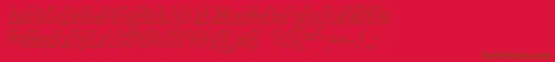 BrucedoublepicaBeveled-Schriftart – Braune Schriften auf rotem Hintergrund