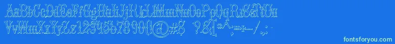 BrucedoublepicaBeveled-Schriftart – Grüne Schriften auf blauem Hintergrund