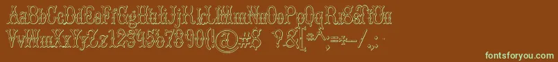 BrucedoublepicaBeveled Font – Green Fonts on Brown Background