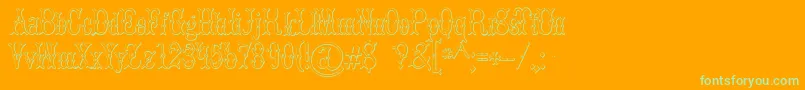 BrucedoublepicaBeveled-Schriftart – Grüne Schriften auf orangefarbenem Hintergrund