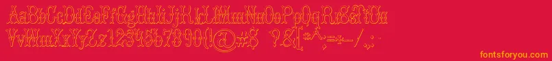 BrucedoublepicaBeveled Font – Orange Fonts on Red Background