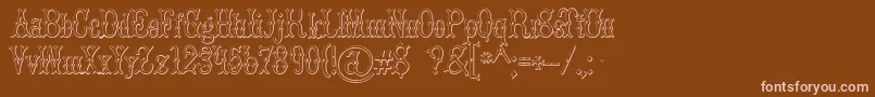 BrucedoublepicaBeveled-Schriftart – Rosa Schriften auf braunem Hintergrund