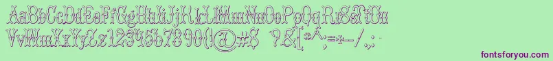 BrucedoublepicaBeveled Font – Purple Fonts on Green Background