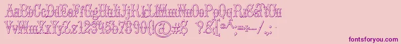 BrucedoublepicaBeveled Font – Purple Fonts on Pink Background