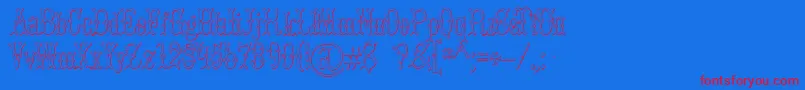 BrucedoublepicaBeveled Font – Red Fonts on Blue Background