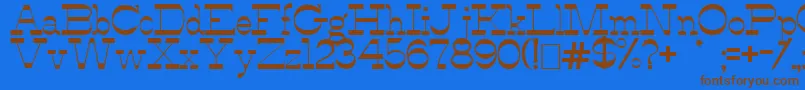 フォントAlfredosDance – 茶色の文字が青い背景にあります。