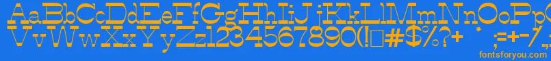 フォントAlfredosDance – オレンジ色の文字が青い背景にあります。