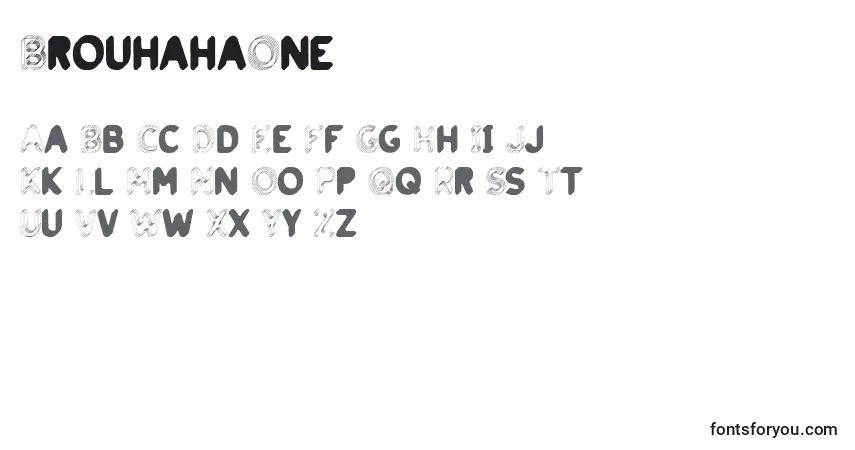 A fonte BrouhahaOne – alfabeto, números, caracteres especiais