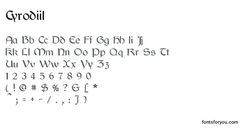 A fonte Cyrodiil – alfabeto, números, caracteres especiais
