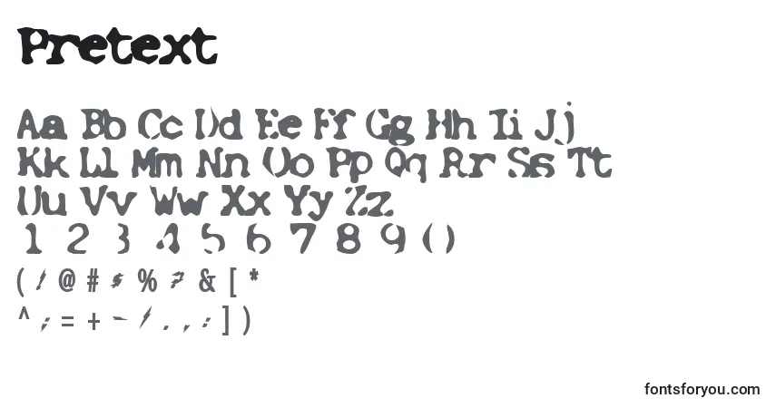 Pretext-fontti – aakkoset, numerot, erikoismerkit