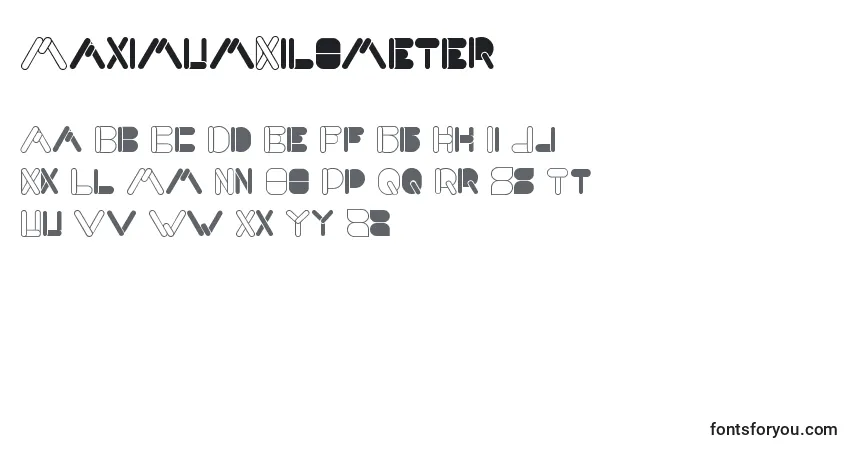 A fonte MaximumKilometer – alfabeto, números, caracteres especiais