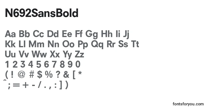 Шрифт N692SansBold – алфавит, цифры, специальные символы