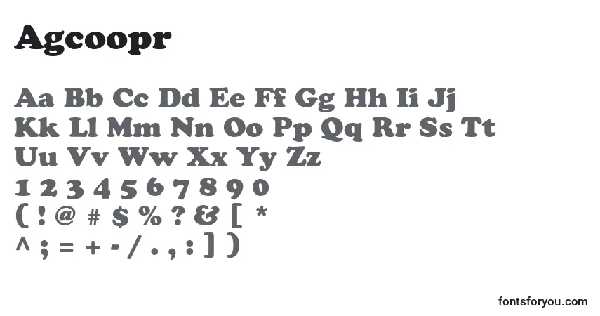 Czcionka Agcoopr – alfabet, cyfry, specjalne znaki