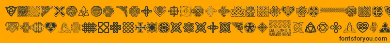 CelticKnots-Schriftart – Schwarze Schriften auf orangefarbenem Hintergrund