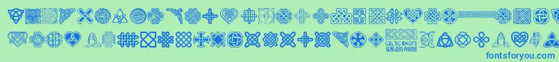 CelticKnots Font – Blue Fonts on Green Background
