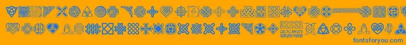 Fonte CelticKnots – fontes azuis em um fundo laranja