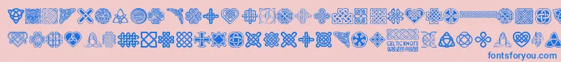 フォントCelticKnots – ピンクの背景に青い文字