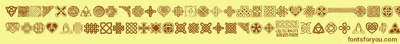 CelticKnots Font – Brown Fonts on Yellow Background