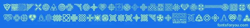 CelticKnots Font – Green Fonts on Blue Background