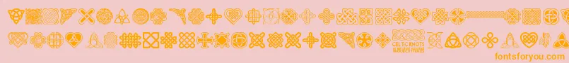 CelticKnots-fontti – oranssit fontit vaaleanpunaisella taustalla