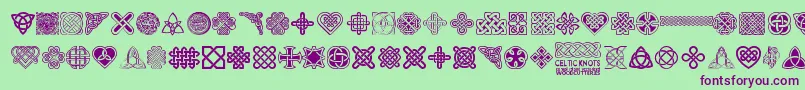 CelticKnots-fontti – violetit fontit vihreällä taustalla