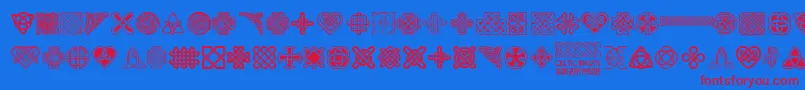 CelticKnots-Schriftart – Rote Schriften auf blauem Hintergrund