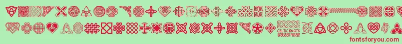 CelticKnots Font – Red Fonts on Green Background