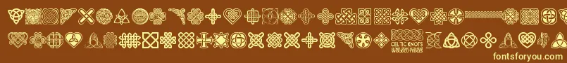 CelticKnots Font – Yellow Fonts on Brown Background