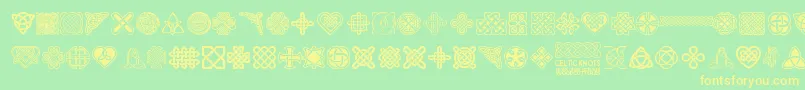 CelticKnots Font – Yellow Fonts on Green Background