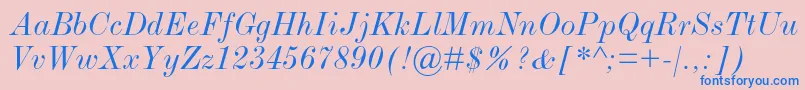 ModernmtstdExtendeditalic Font – Blue Fonts on Pink Background