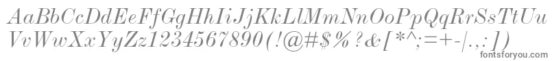 ModernmtstdExtendeditalic-fontti – harmaat kirjasimet valkoisella taustalla