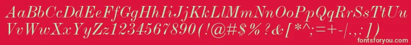 ModernmtstdExtendeditalic Font – Green Fonts on Red Background