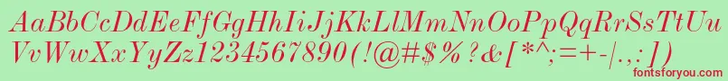 ModernmtstdExtendeditalic Font – Red Fonts on Green Background