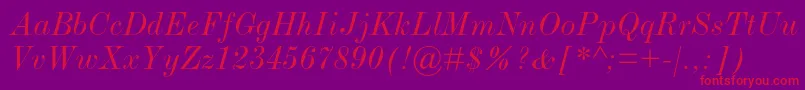 ModernmtstdExtendeditalic Font – Red Fonts on Purple Background