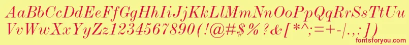 ModernmtstdExtendeditalic Font – Red Fonts on Yellow Background