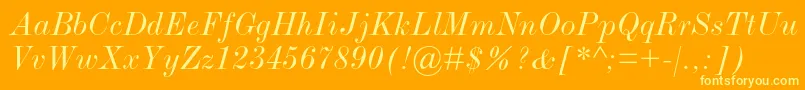 ModernmtstdExtendeditalic Font – Yellow Fonts on Orange Background