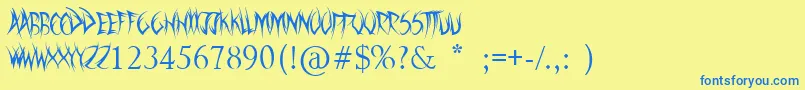 SwordThrasher Font – Blue Fonts on Yellow Background