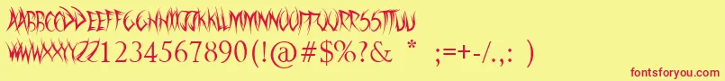 SwordThrasher-Schriftart – Rote Schriften auf gelbem Hintergrund