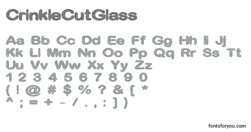 A fonte CrinkleCutGlass – alfabeto, números, caracteres especiais